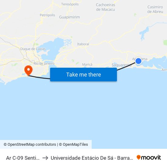 Ar C-09 Sentido Ida to Universidade Estácio De Sá - Barra I Tom Jobim map