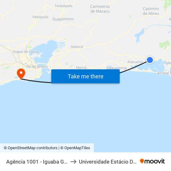 Agência 1001 - Iguaba Grande (Sentido Cabo Frio) to Universidade Estácio De Sá - Barra I Tom Jobim map