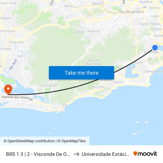 BRS 1 3 | 2 - Visconde De Ouro Preto | Botafogo Praia Shopping to Universidade Estácio De Sá - Barra I Tom Jobim map