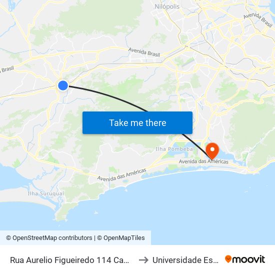 Rua Aurelio Figueiredo 114 Campo Grande Rio De Janeiro - Rio De Janeiro 23052 Brasil to Universidade Estácio De Sá - Barra I Tom Jobim map