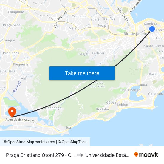 Praça Cristiano Otoni 279 - Centro Rio De Janeiro - Rj 20221-430 Brasil to Universidade Estácio De Sá - Barra I Tom Jobim map