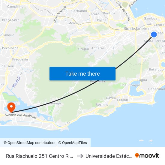 Rua Riachuelo 251 Centro Rio De Janeiro - Rio De Janeiro 20230 Brasil to Universidade Estácio De Sá - Barra I Tom Jobim map