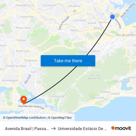 Avenida Brasil | Passarela 04 - Assaí Caju to Universidade Estácio De Sá - Barra I Tom Jobim map