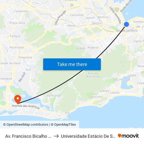Av. Francisco Bicalho | Rodoviária Do Rio to Universidade Estácio De Sá - Barra I Tom Jobim map