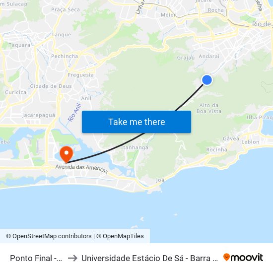 Ponto Final - Usina to Universidade Estácio De Sá - Barra I Tom Jobim map