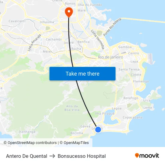 Antero De Quental to Bonsucesso Hospital map
