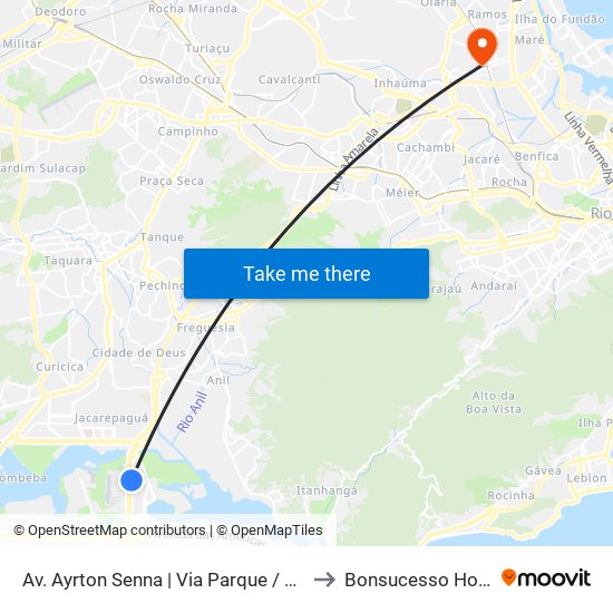 Av. Ayrton Senna | Via Parque / Aerotown to Bonsucesso Hospital map