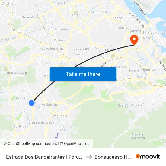 Estrada Dos Bandeirantes | Fórum Taquara to Bonsucesso Hospital map