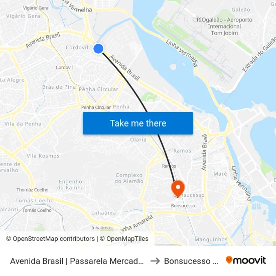 Avenida Brasil | Passarela Mercado São Sebastião to Bonsucesso Hospital map