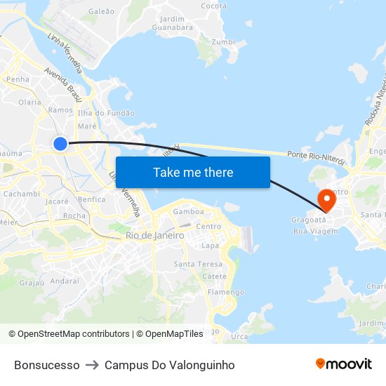 Bonsucesso to Campus Do Valonguinho map