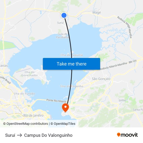 Suruí to Campus Do Valonguinho map