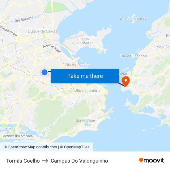 Tomás Coelho to Campus Do Valonguinho map