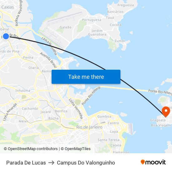 Parada De Lucas to Campus Do Valonguinho map