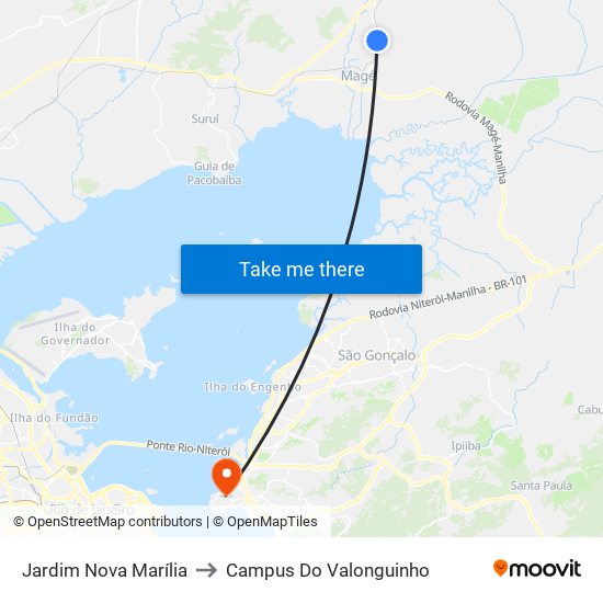 Jardim Nova Marília to Campus Do Valonguinho map