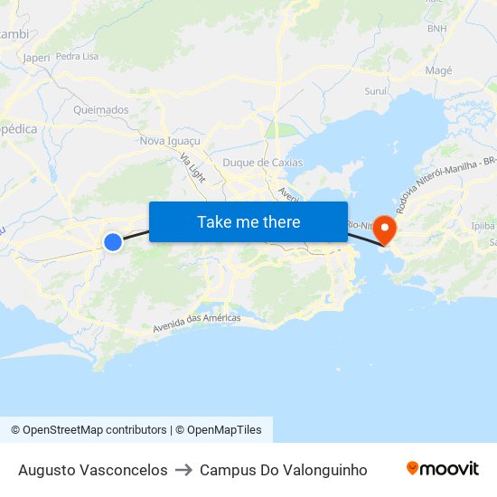 Augusto Vasconcelos to Campus Do Valonguinho map