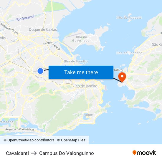 Cavalcanti to Campus Do Valonguinho map