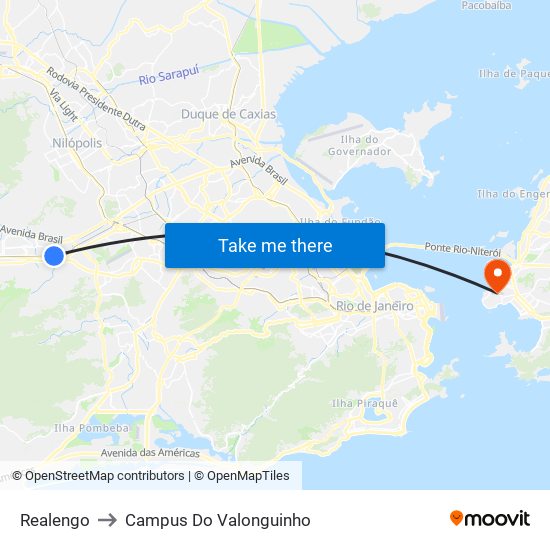 Realengo to Campus Do Valonguinho map