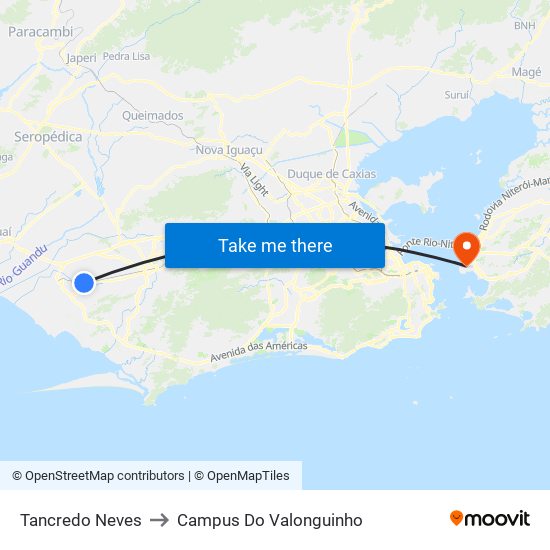 Tancredo Neves to Campus Do Valonguinho map