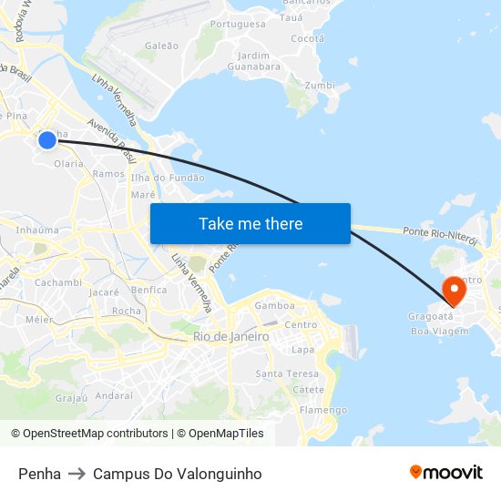 Penha to Campus Do Valonguinho map