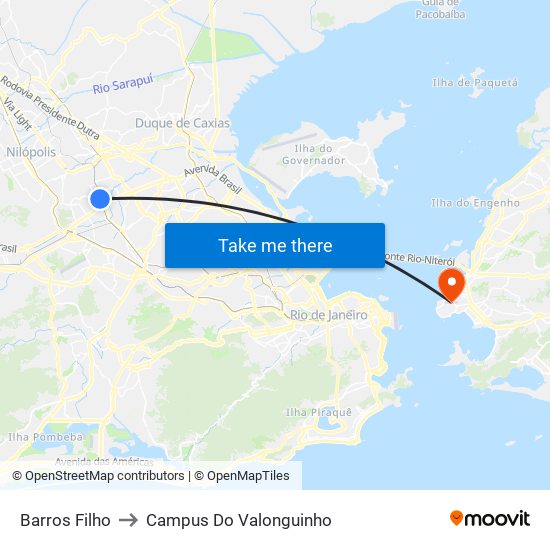 Barros Filho to Campus Do Valonguinho map