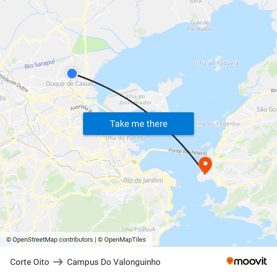 Corte Oito to Campus Do Valonguinho map