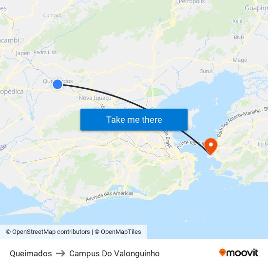 Queimados to Campus Do Valonguinho map
