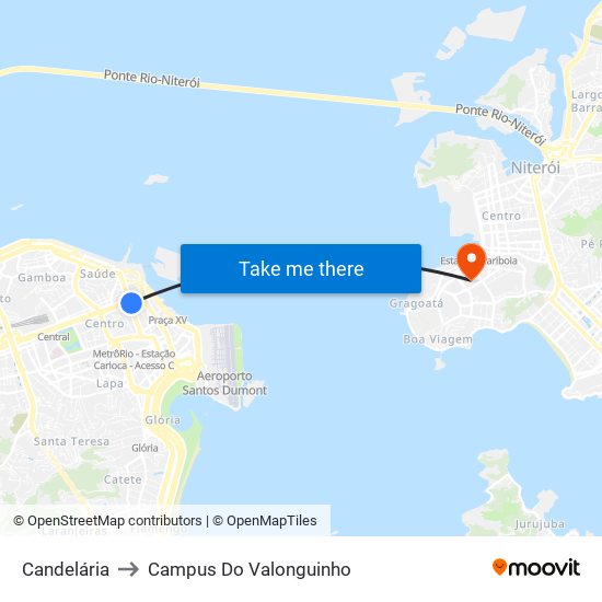 Candelária to Campus Do Valonguinho map