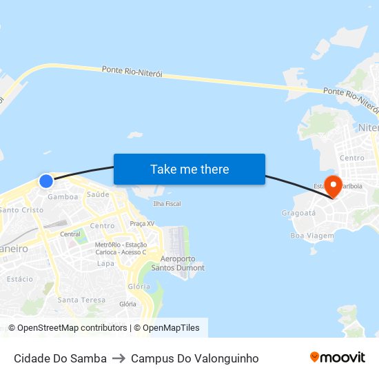 Cidade Do Samba to Campus Do Valonguinho map