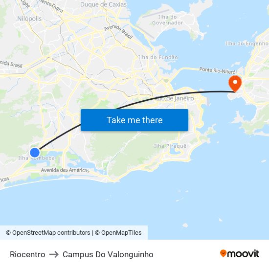 Riocentro to Campus Do Valonguinho map