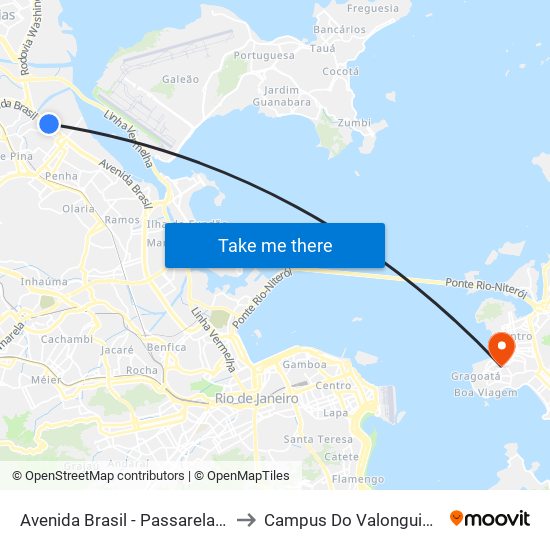 Avenida Brasil - Passarela 17 to Campus Do Valonguinho map