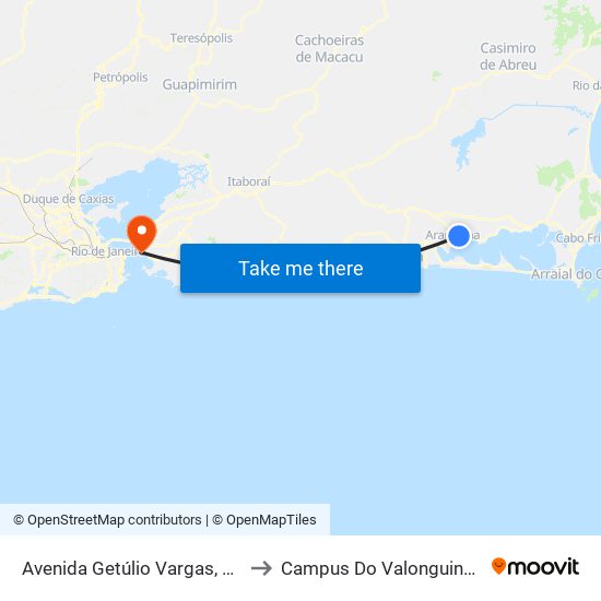 Avenida Getúlio Vargas, 40 to Campus Do Valonguinho map