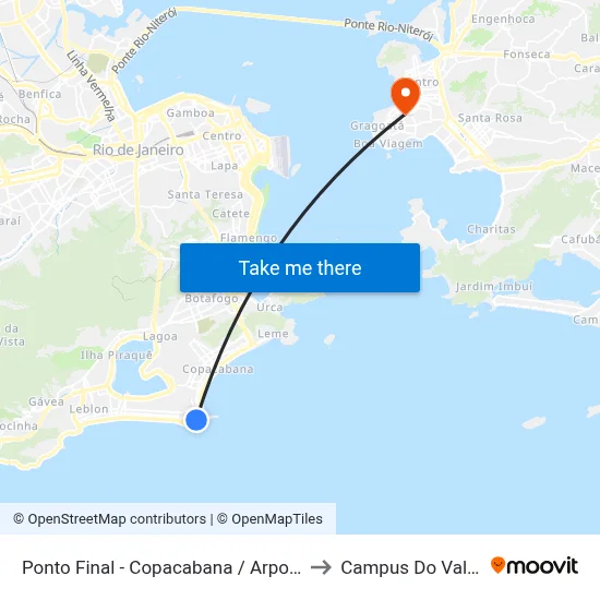 Ponto Final - Copacabana / Arpoador (Linha 455) to Campus Do Valonguinho map