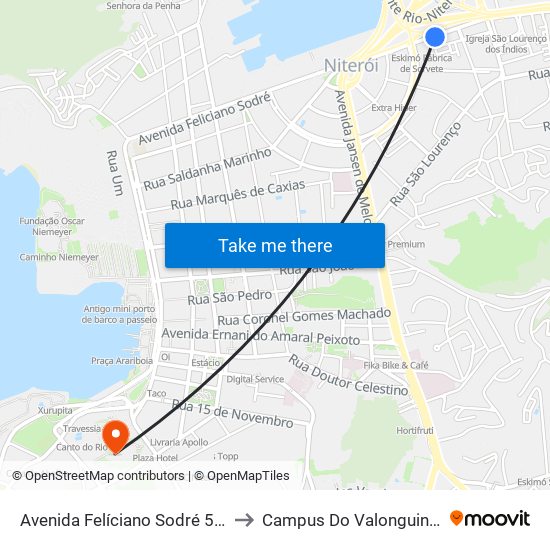 Avenida Felíciano Sodré 556 to Campus Do Valonguinho map