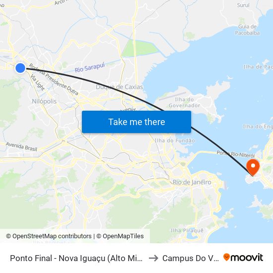 Ponto Final - Nova Iguaçu (Alto Minho / Niturvia / Vila Rica) to Campus Do Valonguinho map