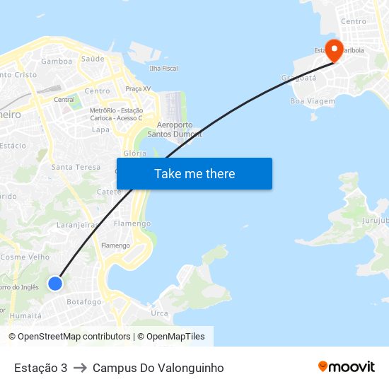 Estação 3 to Campus Do Valonguinho map