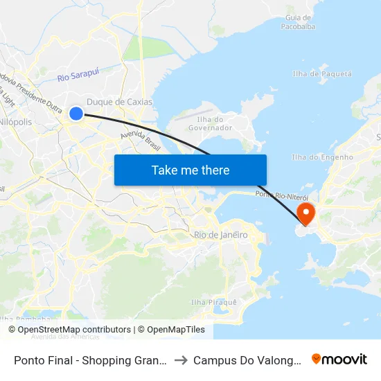 Ponto Final - Shopping Grande Rio to Campus Do Valonguinho map