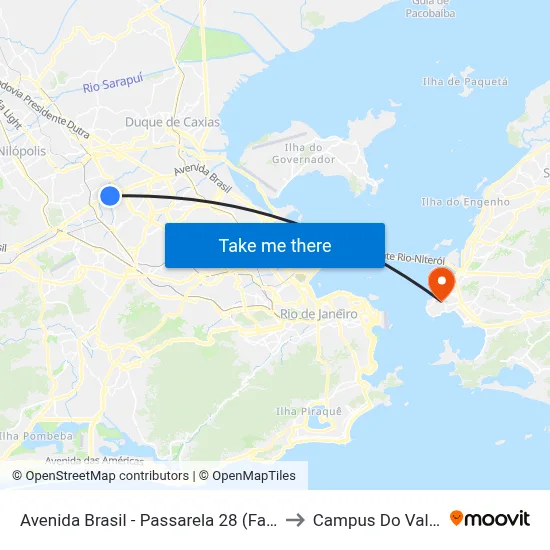 Avenida Brasil - Passarela 28 (Fazenda Botafogo) to Campus Do Valonguinho map