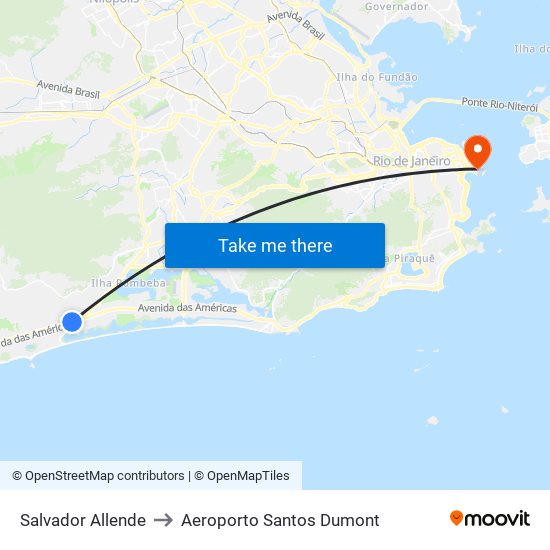 Salvador Allende to Aeroporto Santos Dumont map