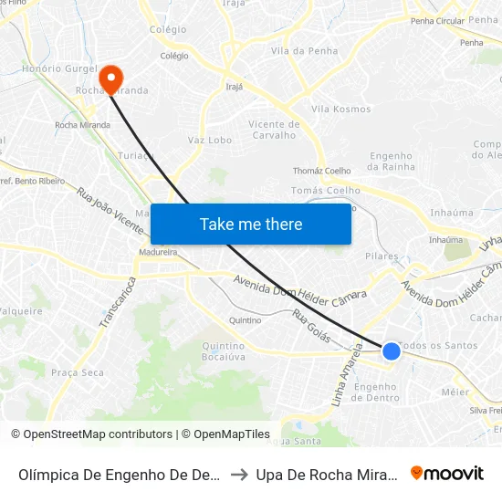 Olímpica De Engenho De Dentro to Upa De Rocha Miranda map