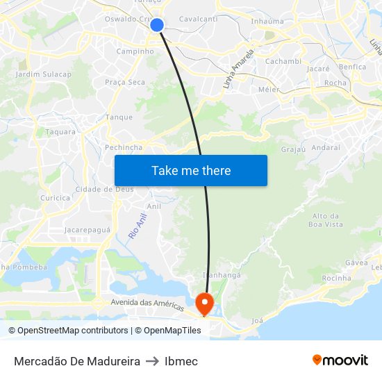 Mercadão De Madureira to Ibmec map