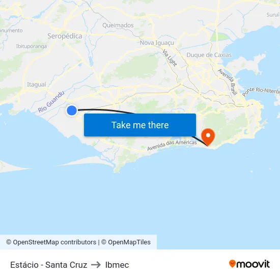 Estácio - Santa Cruz to Ibmec map