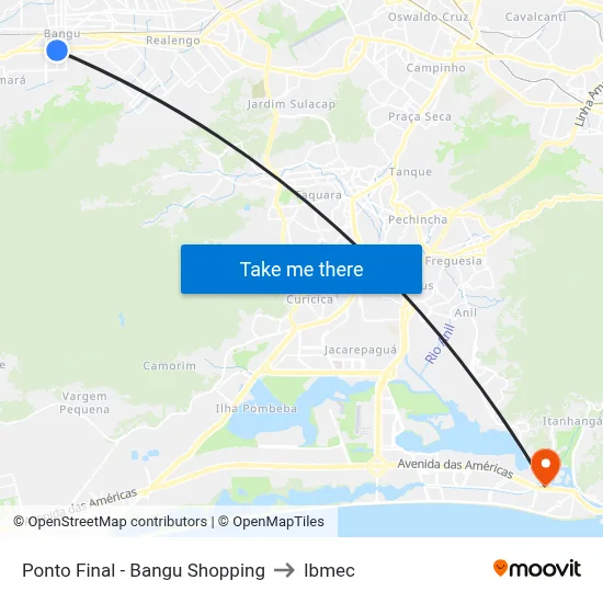 Ponto Final - Bangu Shopping to Ibmec map