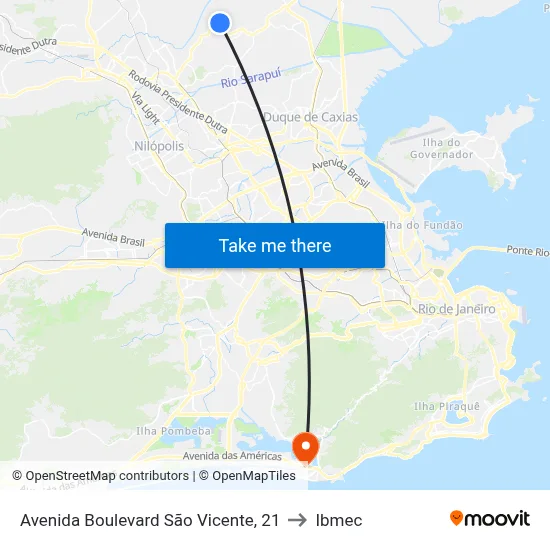 Avenida Boulevard São Vicente, 21 to Ibmec map