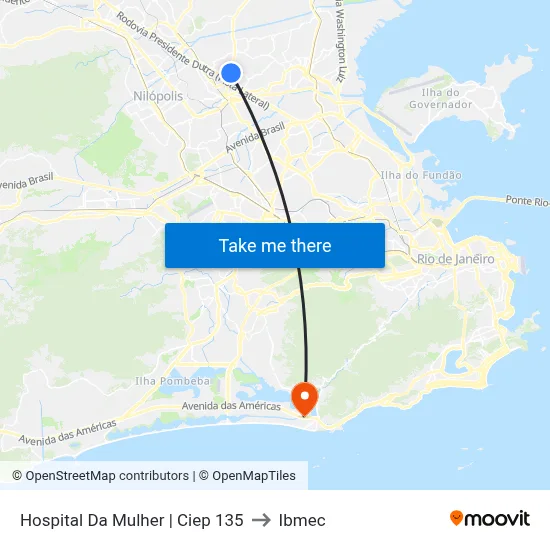 Hospital Da Mulher | Ciep 135 to Ibmec map