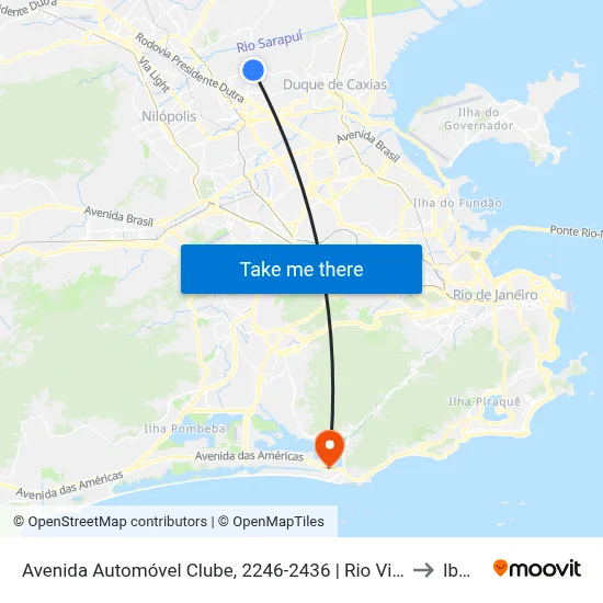 Avenida Automóvel Clube, 2246-2436 | Rio Ville Shopping to Ibmec map