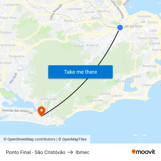 Ponto Final - São Cristóvão to Ibmec map