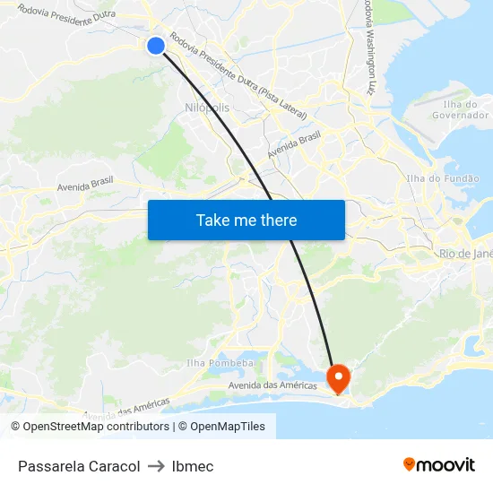 Passarela Caracol to Ibmec map