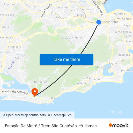 Estação De Metrô / Trem São Cristóvão to Ibmec map