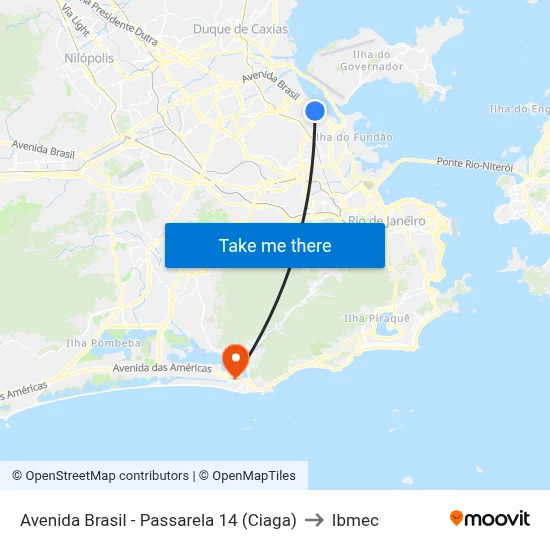 Avenida Brasil - Passarela 14 (Ciaga) to Ibmec map