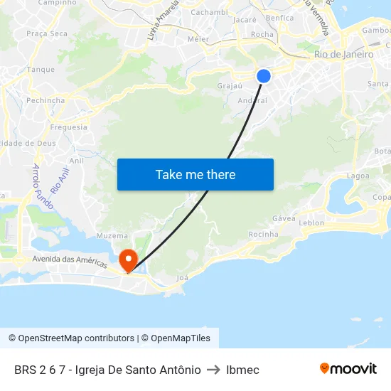 BRS 2 6 7 - Igreja De Santo Antônio to Ibmec map
